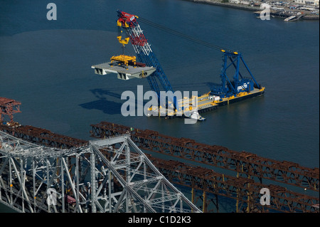 Luftaufnahme über Bau Ersatz span Oakland Bay Bridge in San Francisco Kalifornien Stockfoto