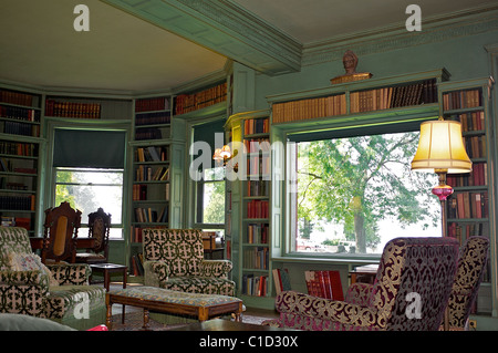 Die Bibliothek im historischen Inn at Shelburne Farms Stockfoto