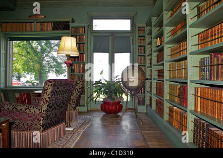 Die Bibliothek im historischen Inn at Shelburne Farms Stockfoto