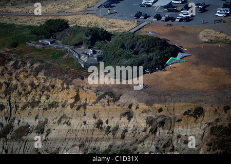 Luftaufnahme über Hängegleiter Start Fort Funston San Francisco Kalifornien Stockfoto