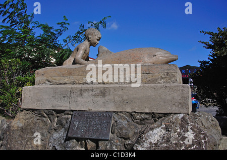 "Opo der Delphin" Statue auf Vorland, Opononi, Region Northland, Nordinsel, Neuseeland Stockfoto