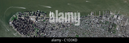 Luftbildkarte Blick über Manhattan Hudson River New York Unterstadt Stockfoto