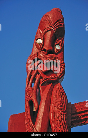 Maori-Schnitzereien, Te Tii Marae, Te Tii Bay, Waitangi, Bay of Islands, Region Northland, Nordinsel, Neuseeland Stockfoto