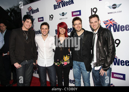 Kris Allen, Allison Iraheta, Danny Gokey, Adam Lambert, Matt Giraud Champagner starten des BritWeek 2009 an den Generalkonsul Stockfoto