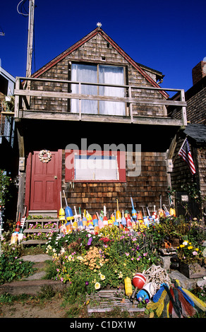 USA-Massachusetts-Rockport im Norden von Boston North Shore Haus der Fischer der Bärenhäuter Hals oder tragen Haut Stockfoto