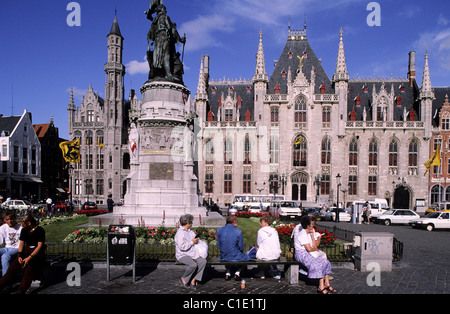 Belgien, West-Flandern, Brügge, Grand Place Platz, provinziellen Palast Stockfoto