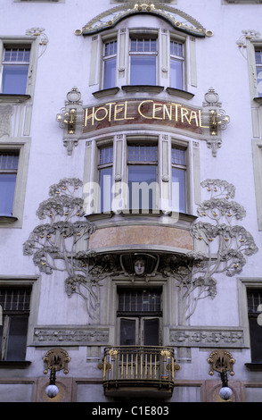 Tschechien, Prag, der ehemaligen Central Hotel Art Nouveau Stil in das Bahnhofsviertel Stockfoto