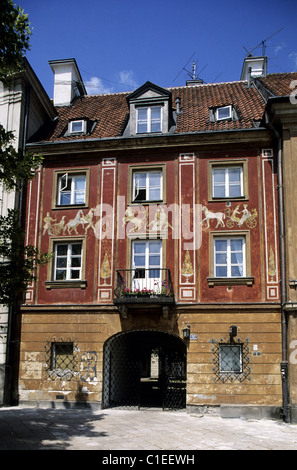 Polen, Warschau, dem Marktplatz der Neustadt, dekoriert Haus Stockfoto