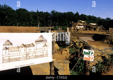 Frankreich, Yonne, Saint-Amand En Puisaye, mittelalterliche Burg Guedelon im Bau Stockfoto