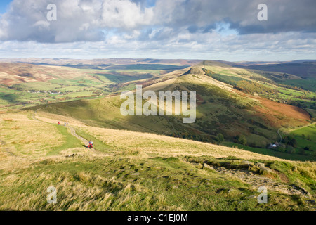 Blick vom Mam Tor großen Grat, Derbyshire Peak District, England Stockfoto
