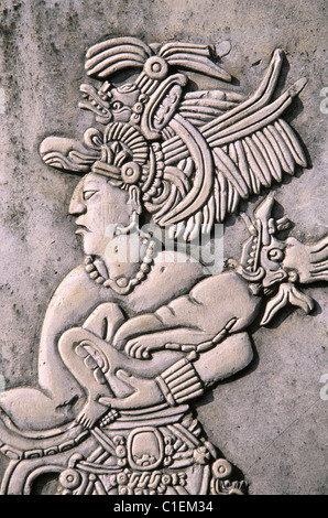 Mexiko, Chiapas Zustand, Palenque, Maya-Fresko Stockfoto