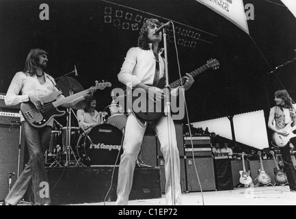 BAD COMPANY UK Rock-Gruppe mit Mike Gibbins am Gesang über 1975 Stockfoto