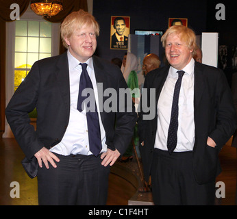 Bürgermeister Boris Johnson bei der Enthüllung der seine Wachsfigur bei Madame Tussauds. London, England - 05.05.09: Stockfoto