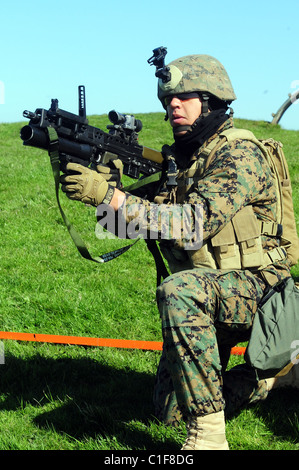 Die UGL ist von Heckler & Koch hergestellt und ist ausgestattet, um das Gewehr L85. Es ist eine einzige Schuss Waffe mit eine seitliche Öffnung Verschluss Stockfoto