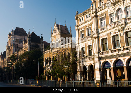 Kolonialbauten, Mahatma Gandhi Road, Mumbai, Indien Stockfoto