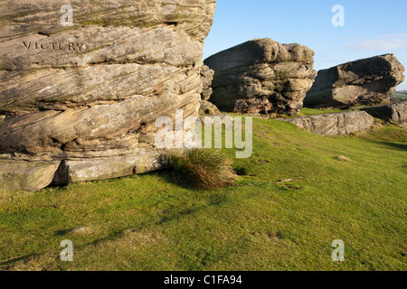 Birchenfarbig Edge - drei Schiffe Denkmal, Derbyshire, England Stockfoto