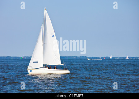 USNA Segelboot, Chesapeake Bay, United States Naval Academy in Annapolis, Maryland Stockfoto