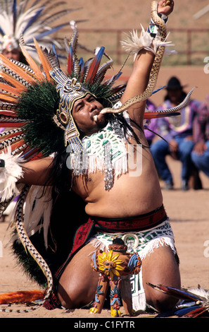 Mexiko, Voladores aztekische indische Tänzerin Stockfoto