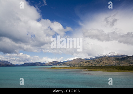 Chile, Sonnenuntergang am See Lago General Carrera, Patagonien Stockfoto