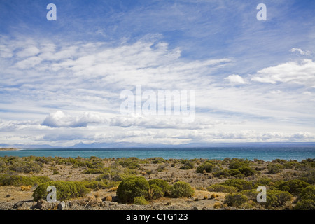 Chile, Sonnenuntergang am See Lago General Carrera, Patagonien Stockfoto