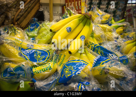 Marke-Chiquita-Bananen sind in einem Supermarkt in New York gesehen. Stockfoto