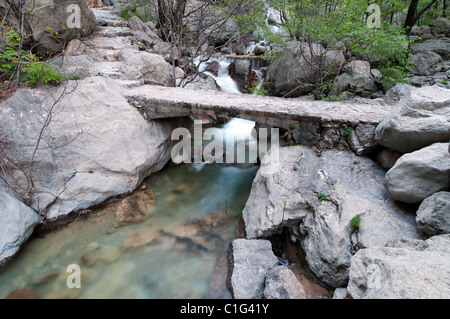 Schnelle Creek führt durch die felsige Landschaft und Wasserfälle erstellt. Stockfoto