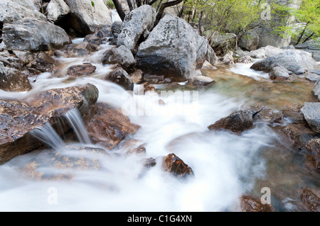 Schnelle Creek führt durch die felsige Landschaft und Wasserfälle erstellt. Stockfoto