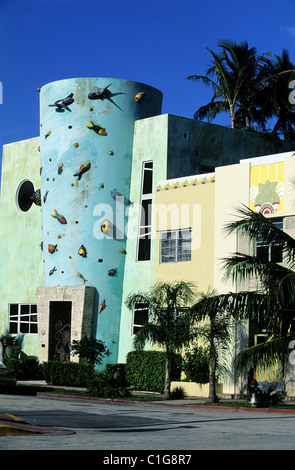 USA, Florida, Miami Beach, Art-Deco-Viertel von South Beach, Haus an der Meridian avenue Stockfoto