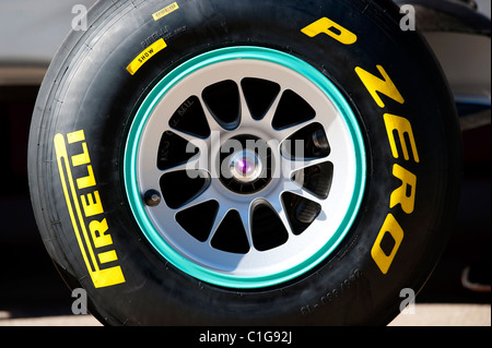 Pirelli Reifen, Formel-1-Test-Sitzungen auf dem Circuit de Catalunya in der Nähe von Barcelona. Stockfoto