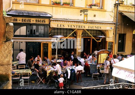 Frankreich, Rhone, Lyon, Restaurants des Ortes Neuve im Stadtteil Saint Jean Stockfoto