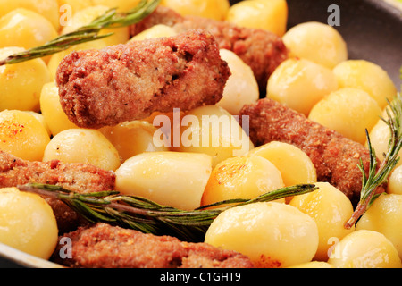 Kebab Pfanne gebratenes Hackfleisch und Kartoffeln Stockfoto