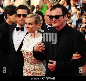 Brad Pitt, Diane Kruger, Quentin Tarantino 2009 Cannes International Film Festival - Tag 8-Premiere von "Inglourious Basterds"- Stockfoto