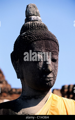 Thailand, Provinz Ayutthaya, Wat Chaiwatthanaram, Buddha Kopf Stockfoto