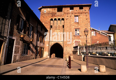 Frankreich, Ain, Dombes Region, Chatillon Sur Chalaronne, 14. Jahrhundert-Tor von Villars Stockfoto