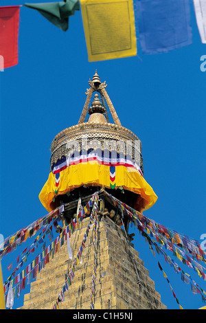 Nepal-Kathmandu-Tal Weltkulturerbe von UNESCO Kathmandu Stupa von Bodhnath (auch genannt Jaroungkhasor der Tibeter) Stockfoto