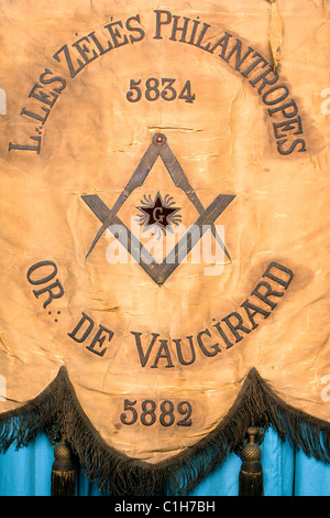 Frankreich, Paris, Museum der Freimaurerei bei großen Osten Frankreichs, banner Stockfoto