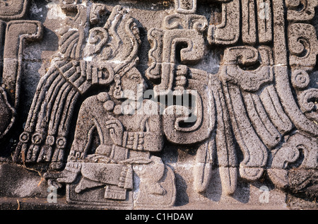 Standort Mexiko, Morelos Zustand, Xochicalco Weltkulturerbe der UNESCO, gefiederte Schlange Pyramide (Quetzalcoatl) Stockfoto