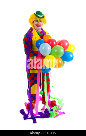 Clown mit Luftballons auf rotem Grund Stockfoto, Bild: 85928806 - Alamy