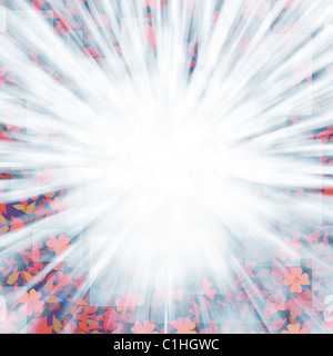 Zusammenfassung Hintergrundgestaltung von Blumen und Lichtstrahlen Stockfoto