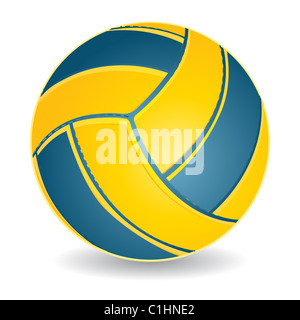 Blaue und gelbe Volleyball Ball isoliert über weiß, Abbildung Stockfoto