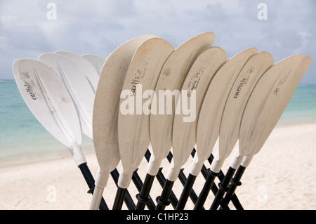 Rudern auf der Pacific Resort Aitutaki, Cook-Inseln Stockfoto