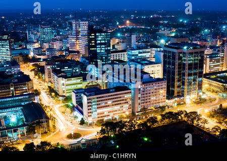 Luftaufnahme der Stadt bei Nacht suchen nordöstlich Stockfoto