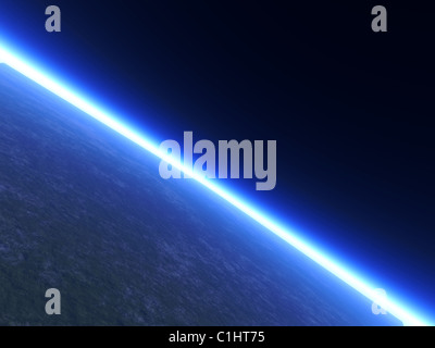 Einen Planeten Horizontlinie aus dem Weltraum betrachtet. Stockfoto