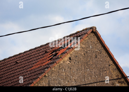 Beschädigtes Dach Stockfoto