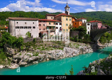 Kanal Ob Soci, Soča, Slowenien Stockfoto