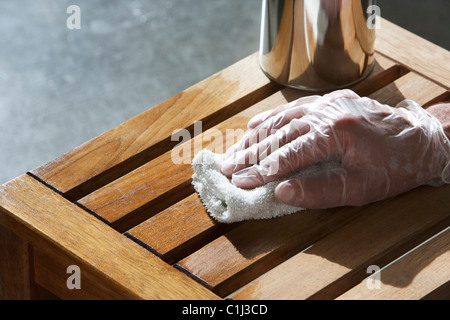 Holzbank Färbung Stockfoto