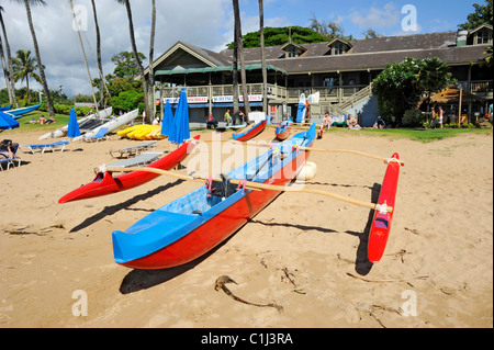 Outrigger Rentals Kalapaki Beach Marriott Kauai Hawaii Nawilwili Bay Stockfoto