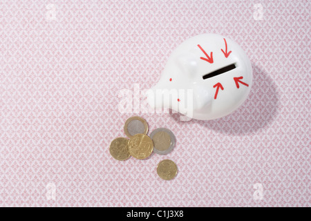 Sparschwein und Euro-Münzen Stockfoto