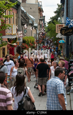 Quebec City, Quebec, Kanada. Quebec City, Quebec, Kanada. Rue du Petit Champlain (kleine Champlain-Straße), Altstadt. Stockfoto