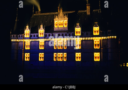 Frankreich, Indre et Loire, Azay le Rideau Schloss Les Imaginaires Abend zeigen Stockfoto